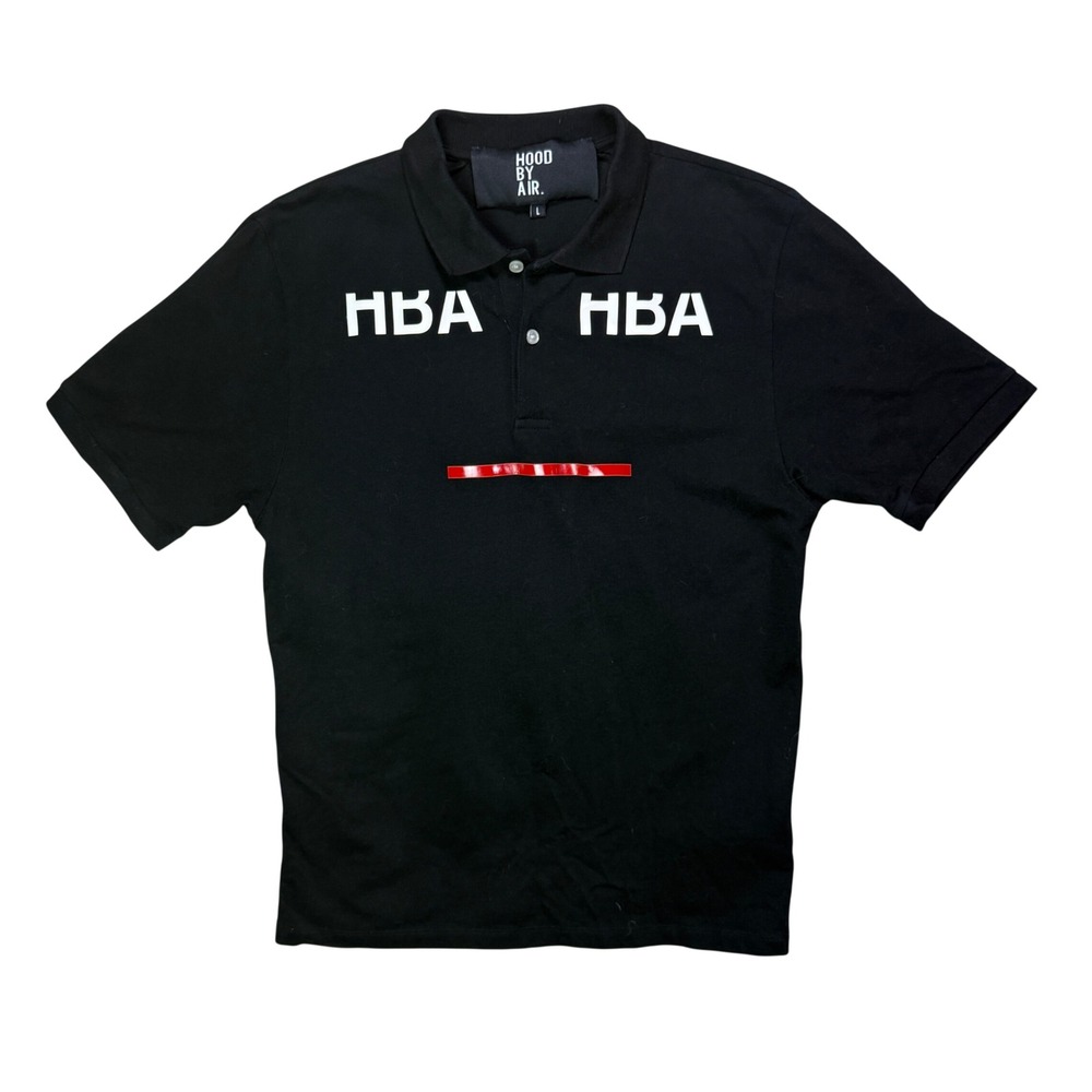 Archival Hood By Air HBA Black Graphic Logo Polo Shirt Men's Large
